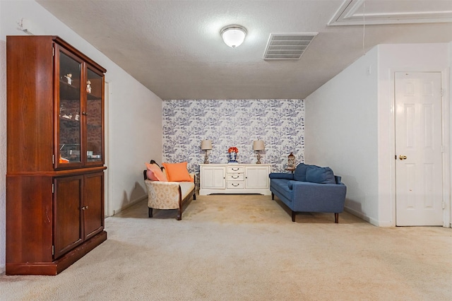 14639 Cypress Cottage Ct, Cypress, TX 77429 - sitting room with attic access, carpet floors, wallpapered walls, and baseboards