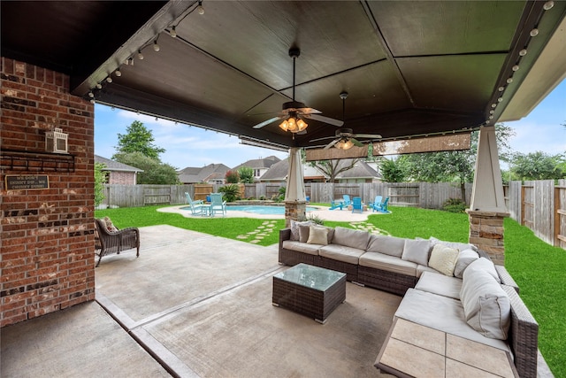 12415 Bunker Cove Dr, Cypress, TX 77433 - view of patio / terrace featuring outdoor lounge area and a ceiling fan