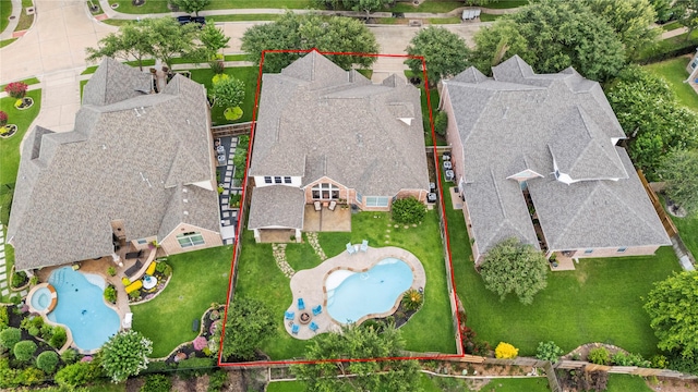 12415 Bunker Cove Dr, Cypress, TX 77433 - aerial view of property's location featuring a pool area and property boundaries highlighted