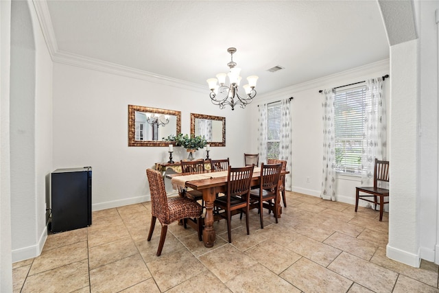 12415 Bunker Cove Dr, Cypress, TX 77433 - dining area featuring a chandelier, ornamental molding, and baseboards