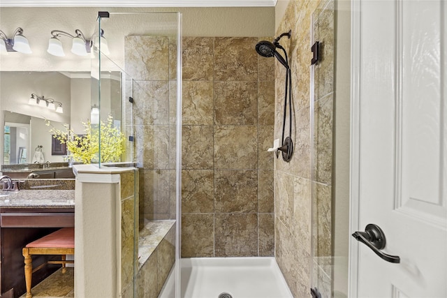 12415 Bunker Cove Dr, Cypress, TX 77433 - full bathroom featuring a stall shower and vanity