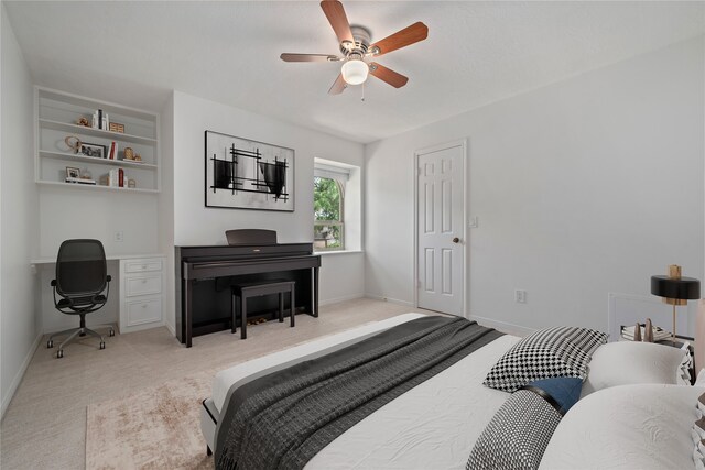 20611 Shillington Ct, Katy, TX 77450 - bedroom featuring light carpet, baseboards, and a ceiling fan