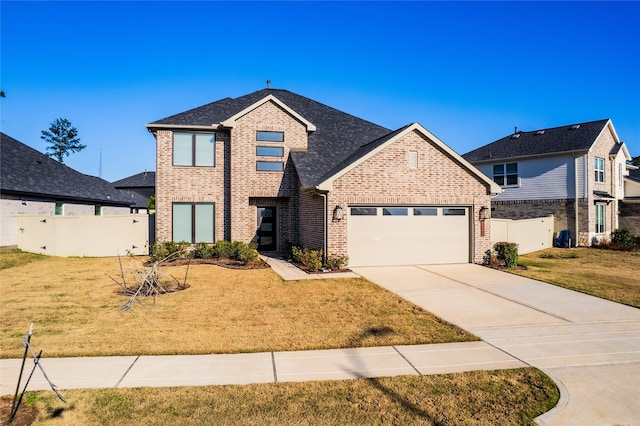 40575 Goldeneye Pl, Magnolia, TX 77354 - view of front facade with brick siding, a garage, driveway, and a shingled roof
