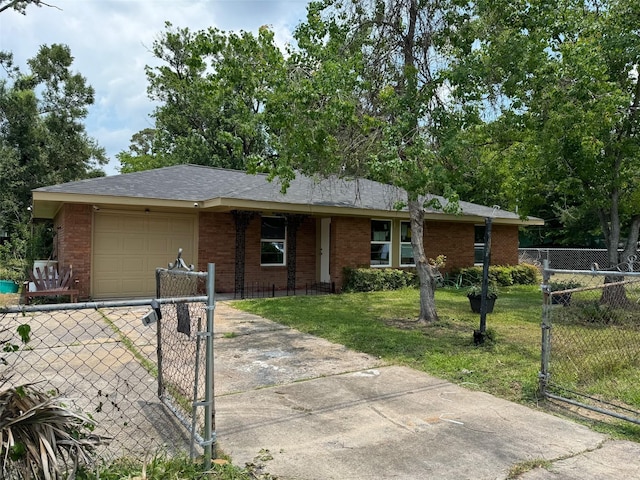 8117 Snowden St, Houston, TX 77028 - view of front of property with brick siding, driveway, an attached garage, and a gate