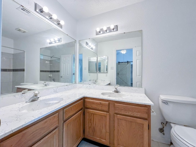 7331 Burkridge Dr, Houston, TX 77041 - full bath with toilet, double vanity, and tiled shower