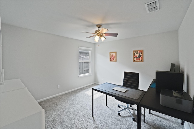 1318 Bellingham Park Dr, Missouri City, TX 77459 - carpeted office featuring a ceiling fan and baseboards
