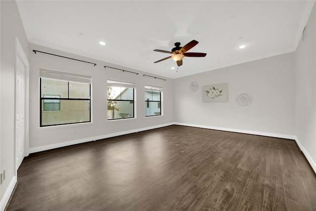 2609 Riverside Dr Unit C, Houston, TX 77004 - unfurnished room with ceiling fan, baseboards, dark wood-style flooring, and recessed lighting
