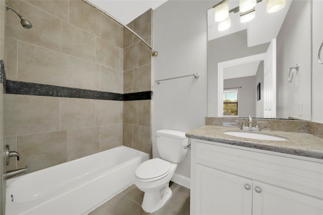 2609 Riverside Dr Unit C, Houston, TX 77004 - full bath with toilet, vanity, bathtub / shower combination, tile patterned floors, and baseboards