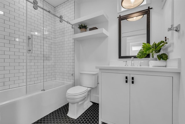 904 Willard St, Houston, TX 77006 - full bathroom featuring vanity, toilet, and shower / bath combination with glass door