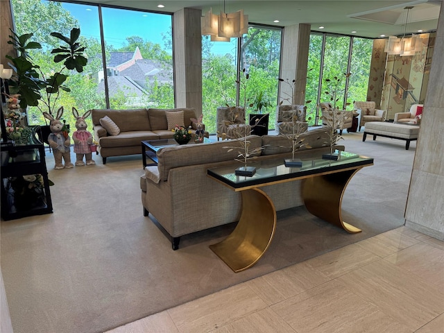 49 Briar Hollow Ln Unit 1201, Houston, TX 77027 - living area featuring expansive windows and carpet floors