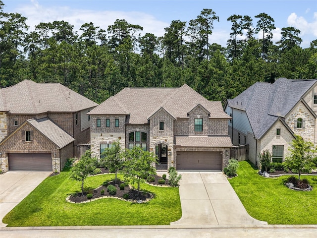 271 Bronze View Dr, Montgomery, TX 77316 - french country style house with driveway, stone siding, and a front yard