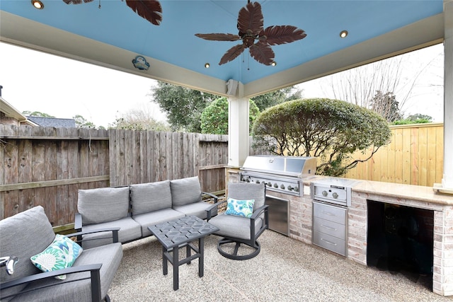 6002 Shady Birch Holw, Kingwood, TX 77345 - view of patio with a ceiling fan and an outdoor hangout area