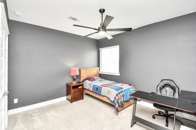 18511 Adventurous Way, Cypress, TX 77433 - bedroom with light carpet, a ceiling fan, and baseboards