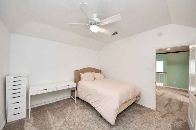 11401 Starlight Bay St, Pearland, TX 77584 - carpeted bedroom with lofted ceiling, a ceiling fan, and baseboards