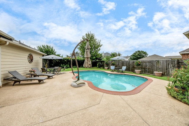 11401 Starlight Bay St, Pearland, TX 77584 - view of swimming pool featuring a patio and a fenced backyard
