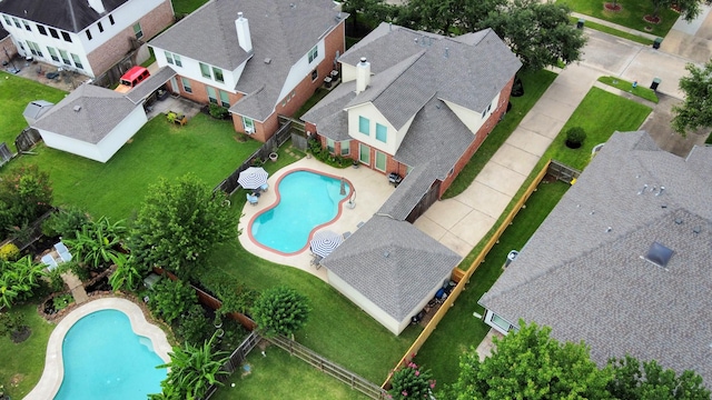 11401 Starlight Bay St, Pearland, TX 77584 - aerial perspective of suburban area featuring a pool
