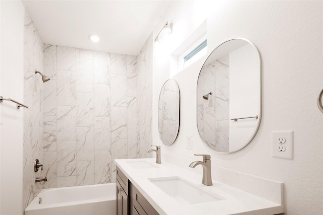 601 S Carroll St, La Porte, TX 77571 - full bathroom with double vanity and bathtub / shower combination