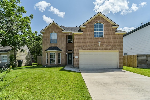 10618 Bassoon Dr, Houston, TX 77025 - traditional home featuring concrete driveway, an attached garage, and brick siding