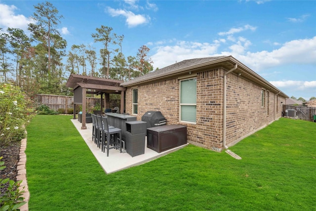 18219 Octavio Frias Trl, Houston, TX 77044 - back of house with brick siding, a fenced backyard, and a patio