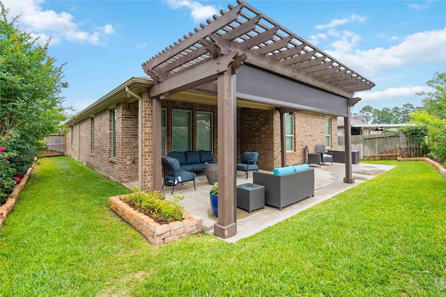 18219 Octavio Frias Trl, Houston, TX 77044 - rear view of property with outdoor lounge area, a pergola, a fenced backyard, and a patio area