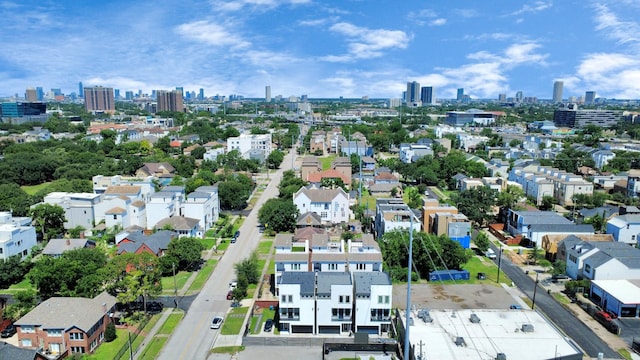 1805 Blodgett St, Houston, TX 77004 - aerial overview of property's location with skyline and property parcel outlined