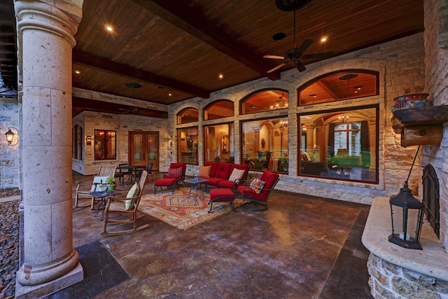 10002 Oxted Ln, Spring, TX 77379 - view of patio with ceiling fan and outdoor lounge area
