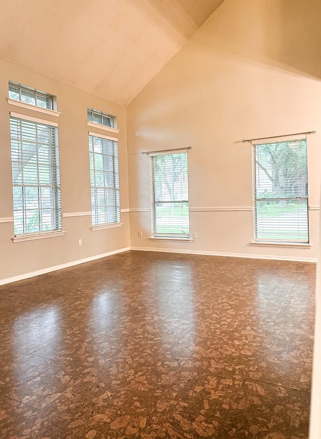 9203 Baber Run Cir, Houston, TX 77095 - empty room featuring plenty of natural light, high vaulted ceiling, and baseboards