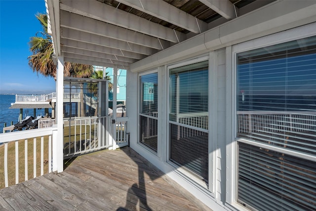 131 Isles End Rd, Tiki Island, TX 77554 - wooden terrace featuring a water view