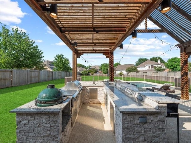 17806 Creek Bluff Ln, Cypress, TX 77433 - view of patio / terrace featuring a sink and a pergola
