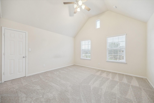 18621 Serenity Loch Dr, Spring, TX 77379 - bonus room with a ceiling fan, lofted ceiling, carpet, and baseboards