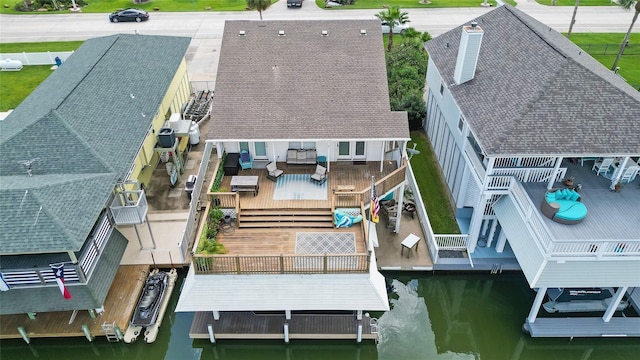 1114 Tiki Dr, Galveston, TX 77554 - view from above of property featuring a large body of water