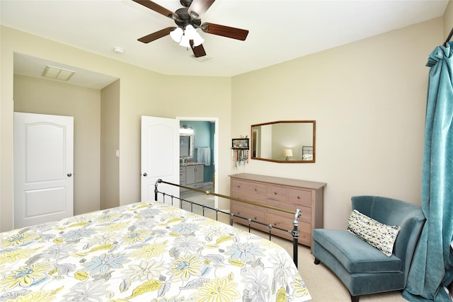 711 Shenandoah Falls Ln, Rosenberg, TX 77469 - carpeted bedroom featuring a ceiling fan and ensuite bath