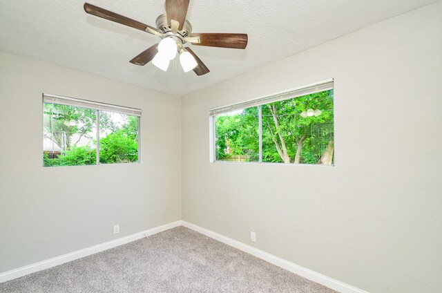 4514 Keystone St, Houston, TX 77021 - spare room with plenty of natural light, baseboards, light colored carpet, a ceiling fan, and a textured ceiling