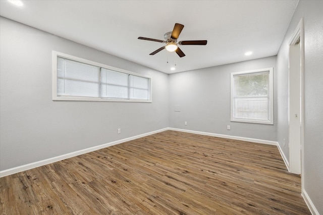 1301 Gulf St, Pasadena, TX 77502 - spare room featuring ceiling fan, wood finished floors, baseboards, and recessed lighting