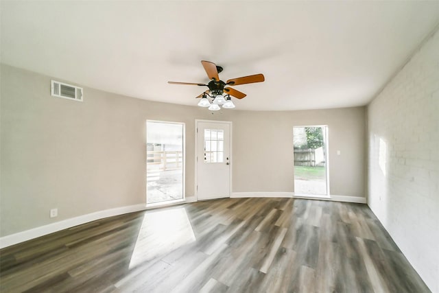 3522 Creekbriar Dr, Houston, TX 77068 - unfurnished room with ceiling fan, dark wood finished floors, and baseboards