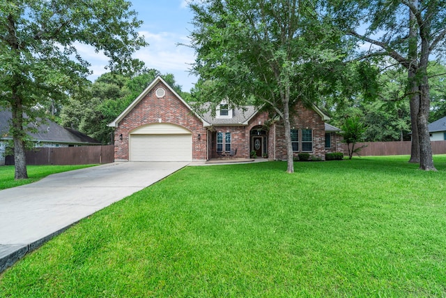 15 Rose Pine Ct, Magnolia, TX 77355 - traditional home with a garage, brick siding, and concrete driveway
