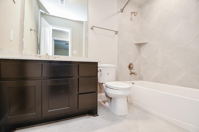 2334 Twin Rose Dr, Missouri City, TX 77459 - bathroom featuring shower / bathtub combination, vanity, toilet, and tile patterned flooring
