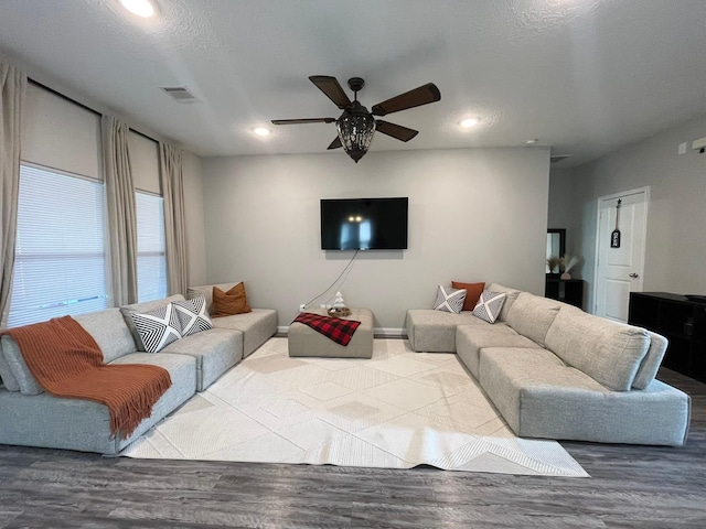 1404 Rd 5102, Cleveland, TX 77327 - living room with wood finished floors, a ceiling fan, recessed lighting, and baseboards