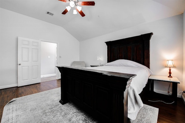 26622 Clear Mill Ln, Katy, TX 77494 - bedroom with lofted ceiling, wood finished floors, baseboards, and a ceiling fan