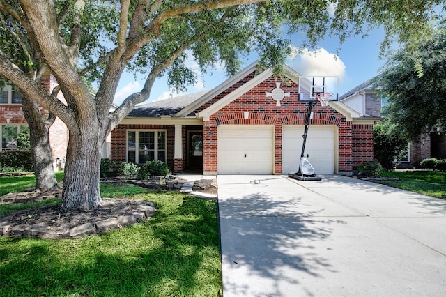 26622 Clear Mill Ln, Katy, TX 77494 - view of front of property featuring an attached garage, concrete driveway, brick siding, and a front lawn