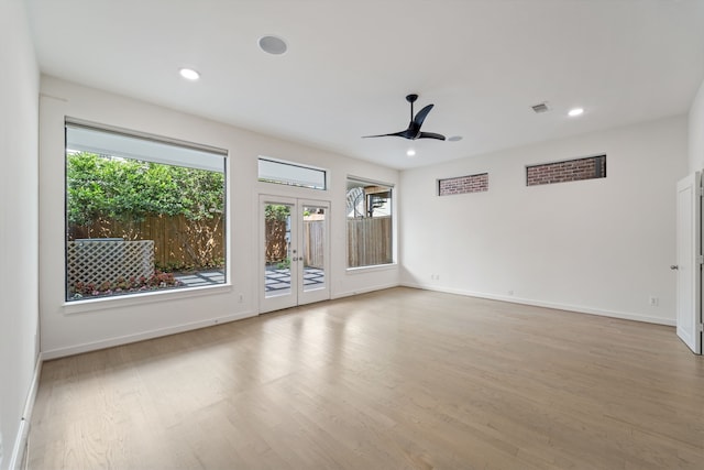 6217 Westcott St Unit B, Houston, TX 77007 - spare room with a ceiling fan, light wood-style floors, baseboards, and recessed lighting