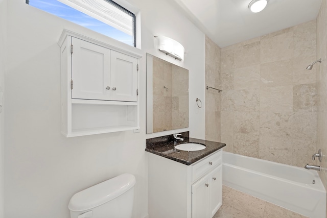 6217 Westcott St Unit B, Houston, TX 77007 - bathroom featuring toilet, vanity, shower / tub combination, and tile patterned flooring