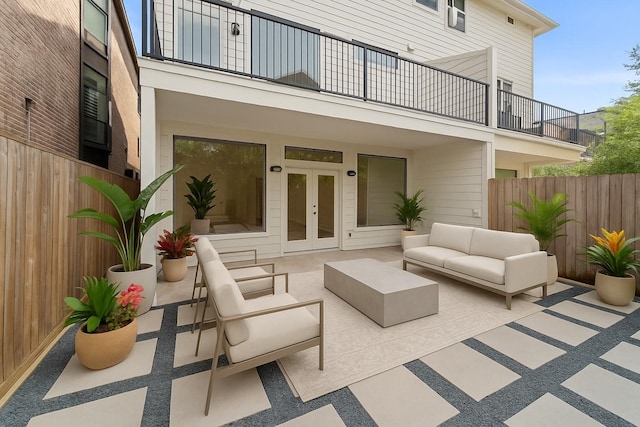 6217 Westcott St Unit B, Houston, TX 77007 - view of patio / terrace with a balcony, french doors, and an outdoor hangout area