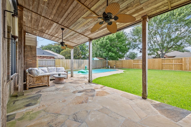 219 Rolling Springs Ln, Dickinson, TX 77539 - view of patio featuring a ceiling fan and an outdoor living space