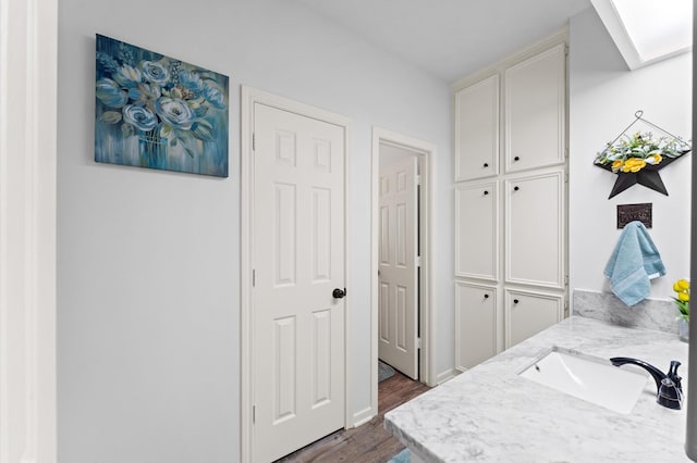 3102 E Elm Cir, Katy, TX 77493 - bathroom featuring wood finished floors and vanity
