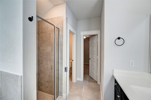 31702 Casa Linda Dr, Hockley, TX 77447 - bathroom featuring a shower stall, vanity, and tile patterned floors