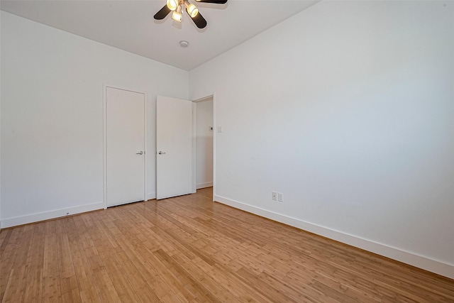 5012 Cornish St, Houston, TX 77007 - empty room featuring ceiling fan, light wood-style flooring, and baseboards