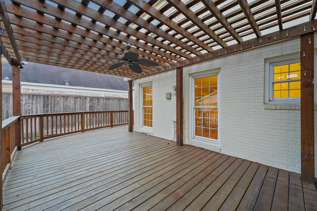 2044 Branard St, Houston, TX 77098 - wooden terrace featuring a pergola and a ceiling fan