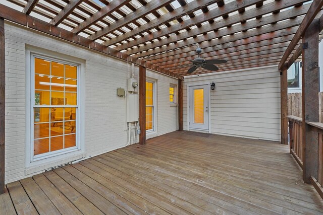 2044 Branard St, Houston, TX 77098 - wooden terrace with a pergola and a ceiling fan