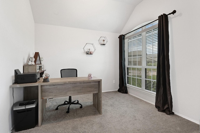 2507 Ocean Pass Ln, Richmond, TX 77469 - carpeted office featuring vaulted ceiling, healthy amount of natural light, and baseboards